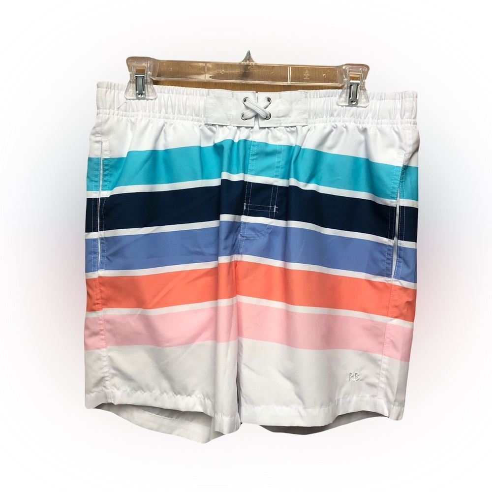 Ruffle Butts Men's Multicolor Striped Swim Trunks
